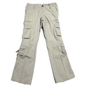 Twill Twenty Two Y2K Cargo Pants Womens 28 Beige Low Rise Fatigues Army Baggy